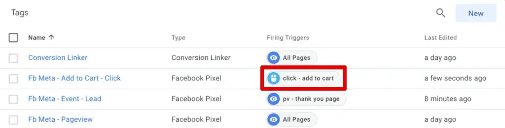 Adding the add-to-cart trigger to the Meta Pixel add-to-cart event tag