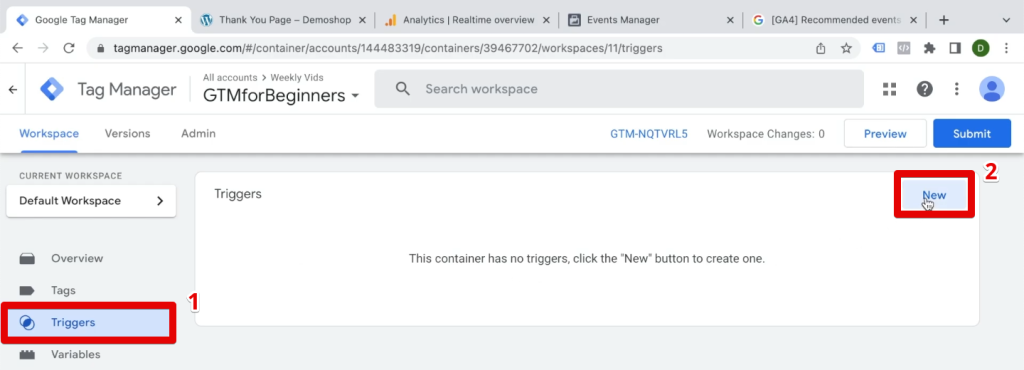Creating a new trigger