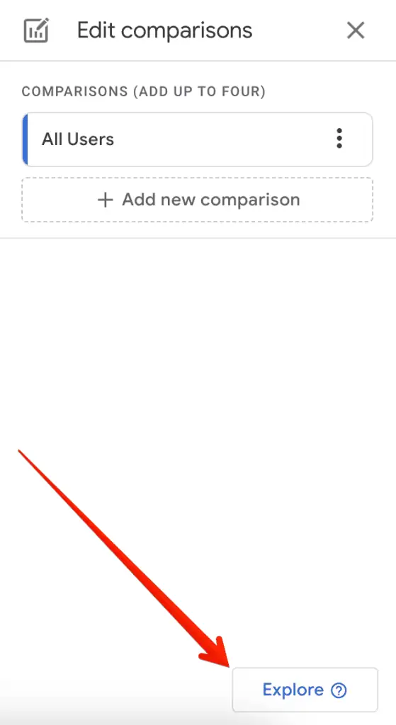 Explore button in edit comparisons