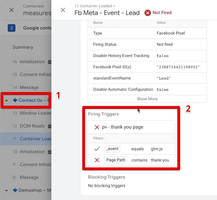 Firing conditions on the Contact Us page