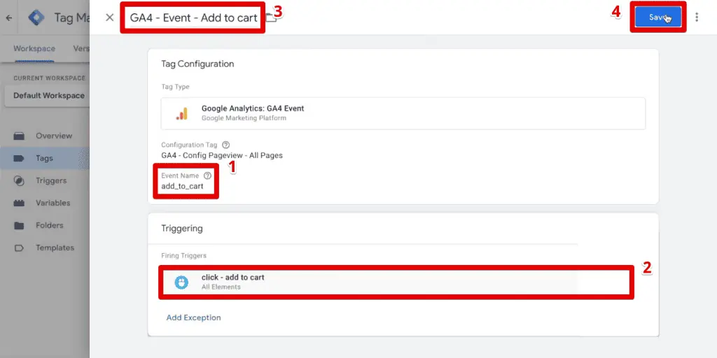 GA4 event tag configuration
