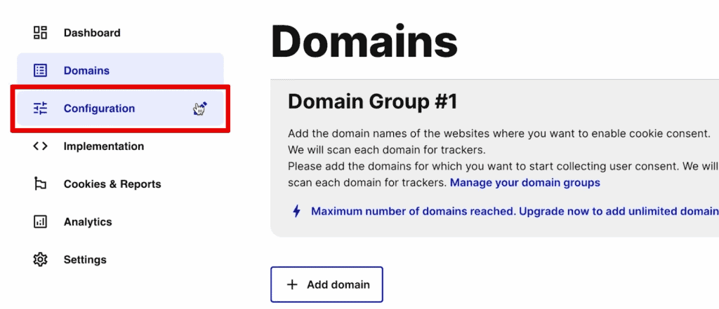 Going to the configuration section