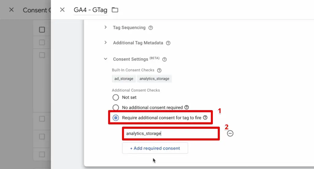 Requiring additional consent to the Gtag