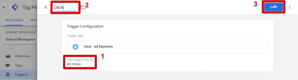 Saving a generic click trigger