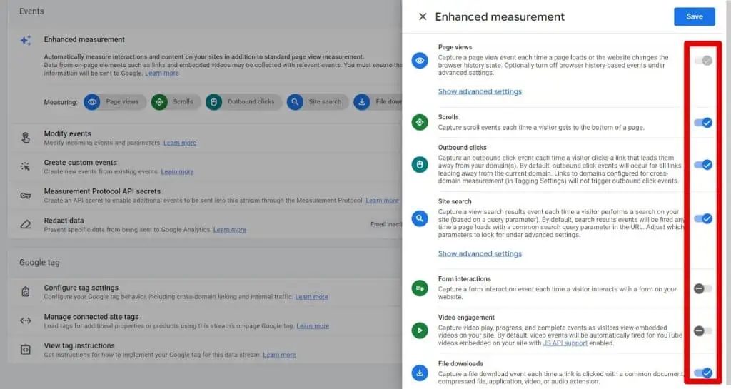 Turning on the enhanced measurements features