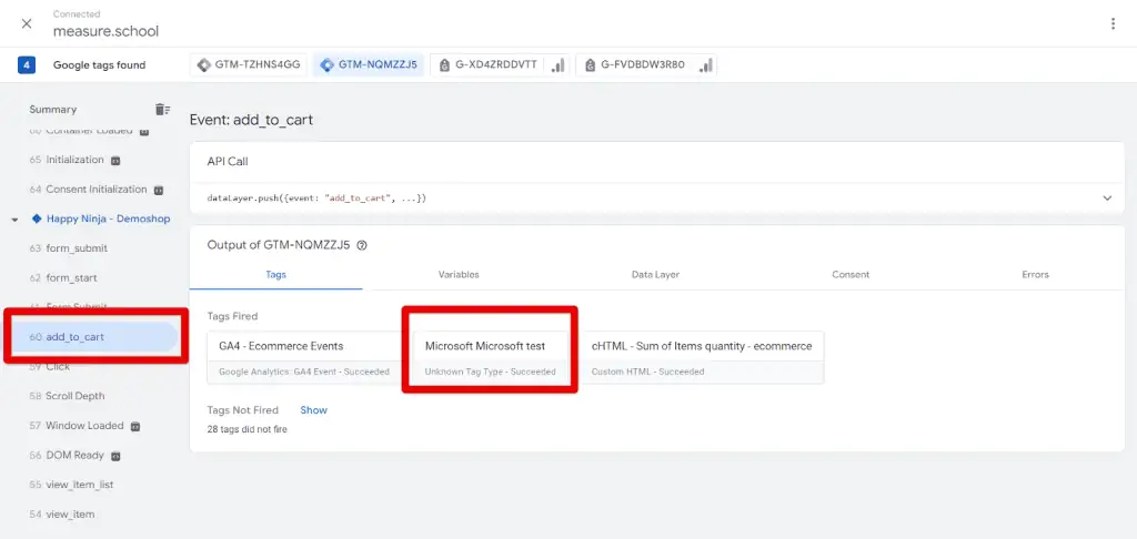 Add to cart test validated