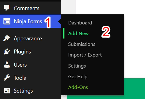 Adding a new Ninja form