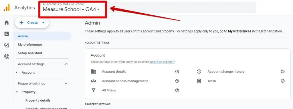 Clicking the property selector