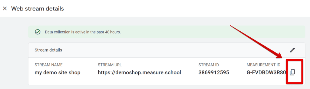 Copying the Measurement ID