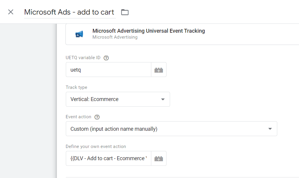 Creating an add-to-cart conversion tag
