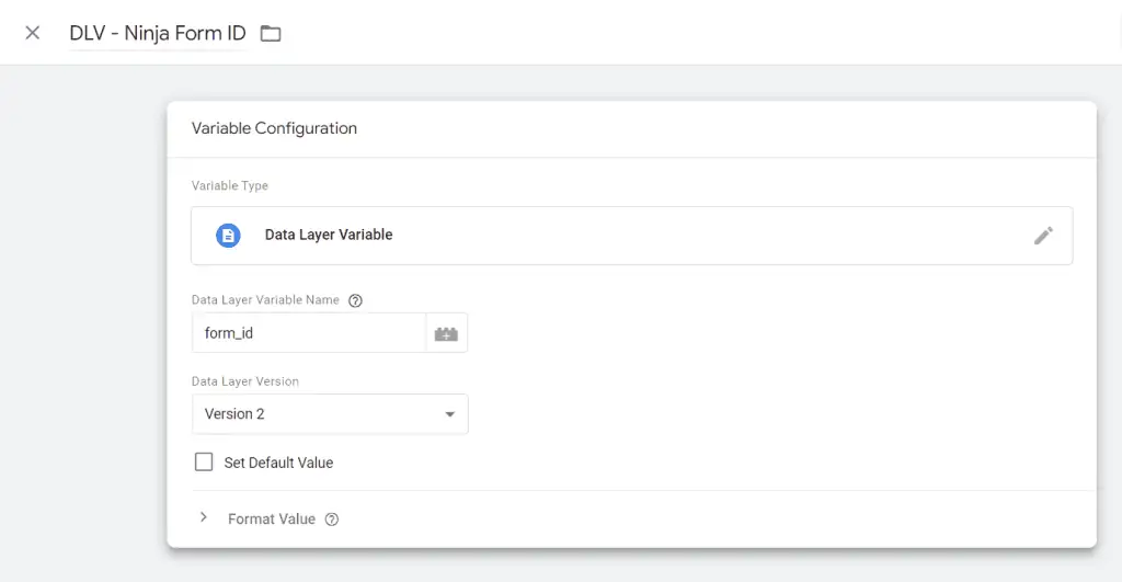 Data Layer Variable configuration