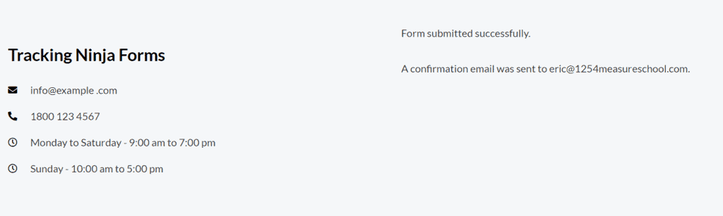 Ninja form success message