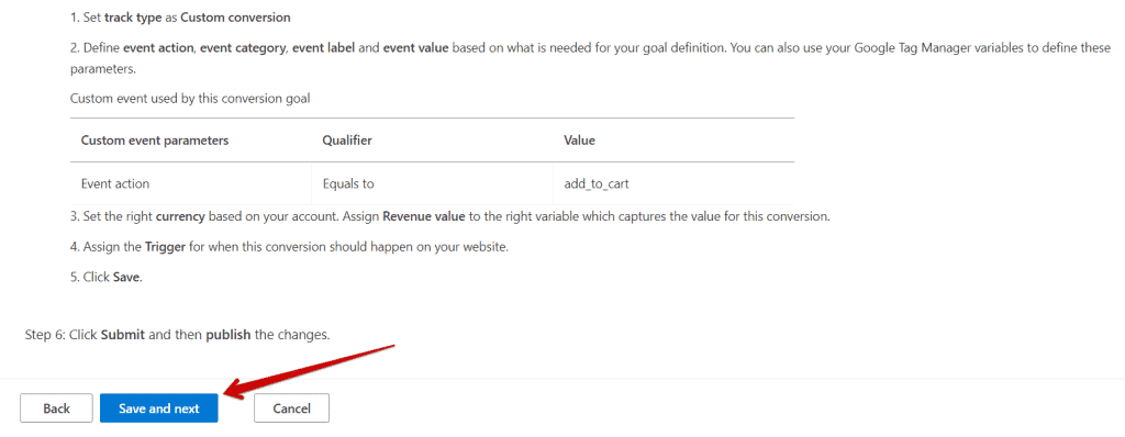 Saving the GTM installation custom conversion guidelines
