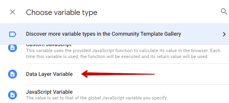 Selecting Data Layer Variable