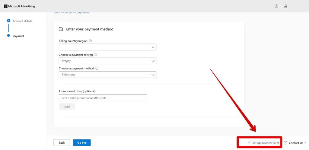 Skipping payment info