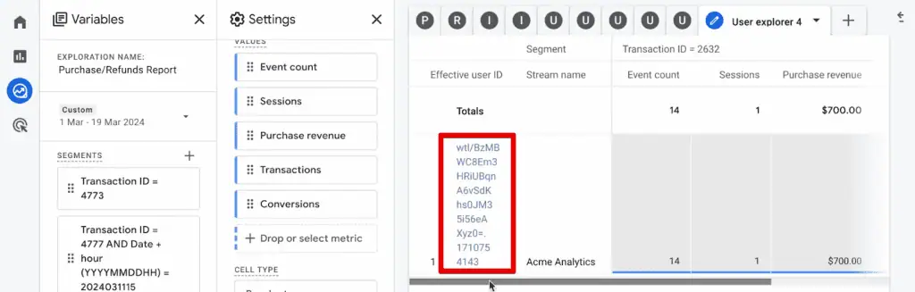 Client ID in the Effective User ID column