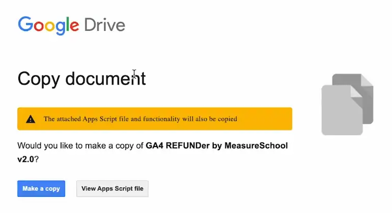 Copying the GA4 Refunder tool