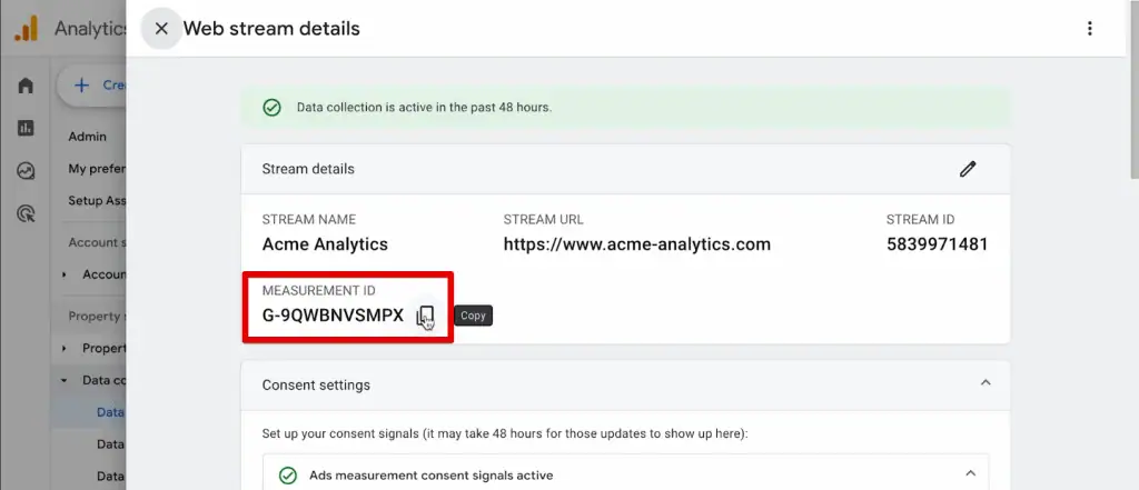 Copying the measurement ID