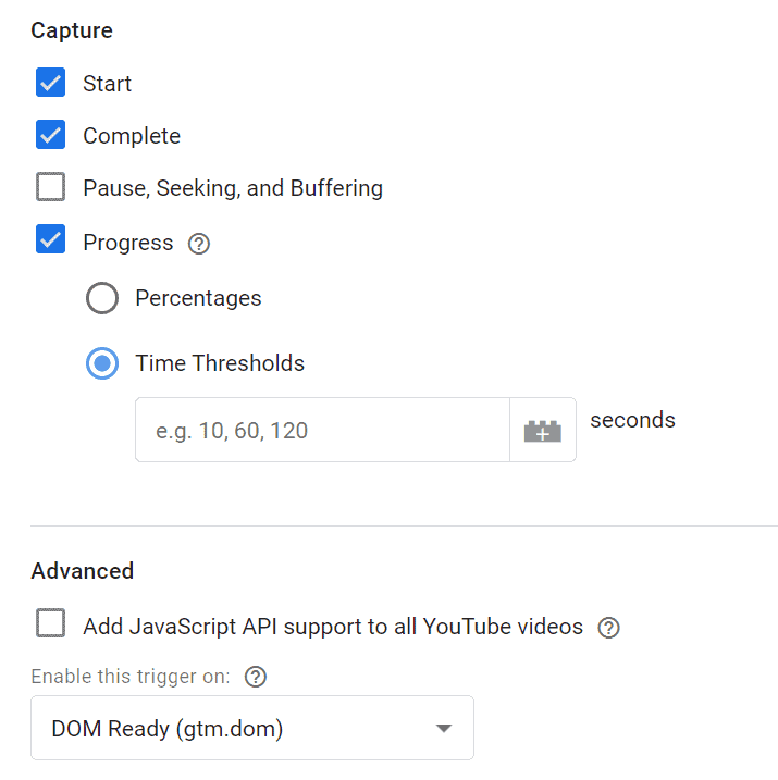 Even interactions and conditions for the YouTube Video Trigger