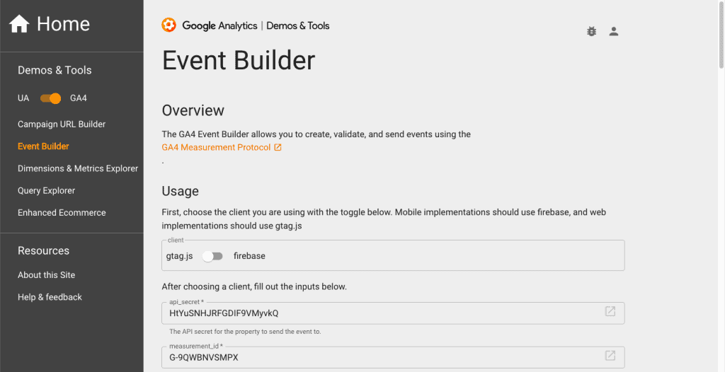 GA4 Event Builder tool