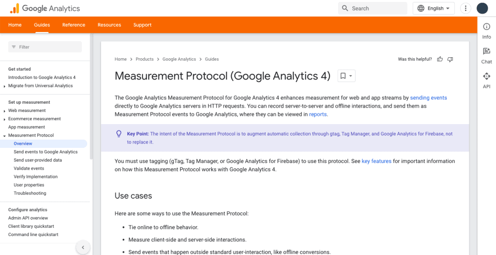 GA4 measurement protocol developers’ page