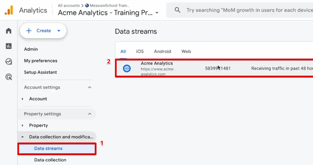 Opening the web data stream