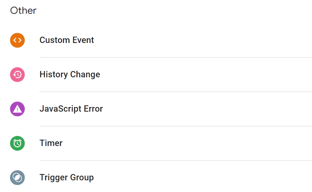 Other trigger types in GTM