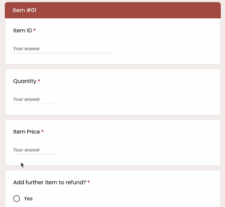 Partial refund item details