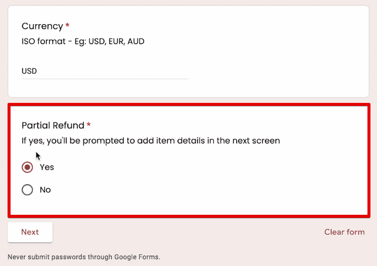 Partial refunds in the GA4 Refunder tool