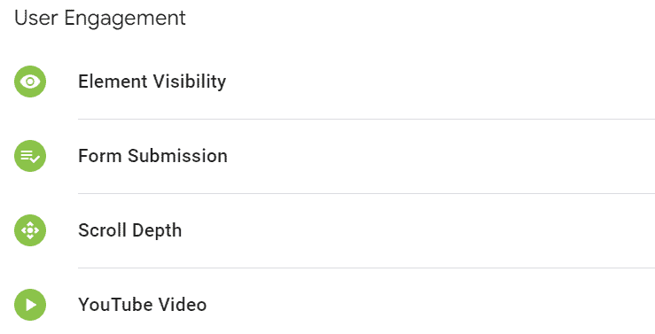 User engagement triggers in GTM