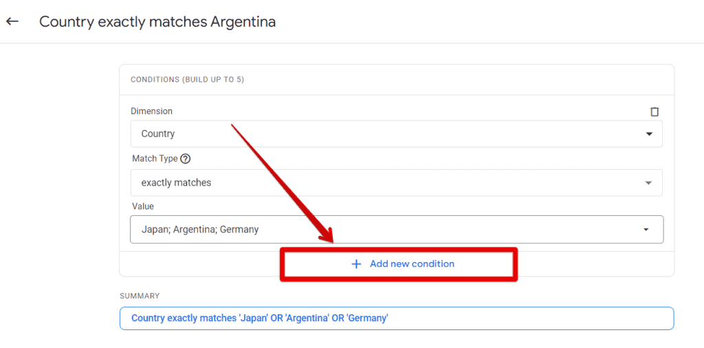 Adding a new comparison condition