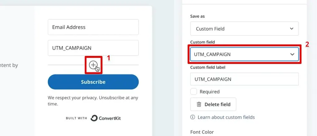Adding the UTM fields in the ConvertKit form