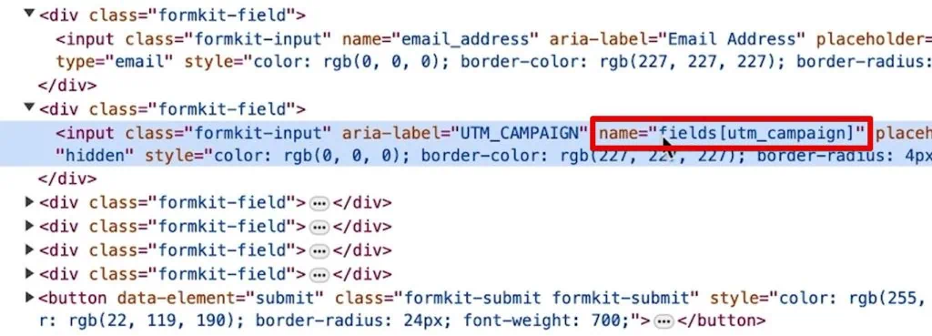CSS selector for the utm_campaign field