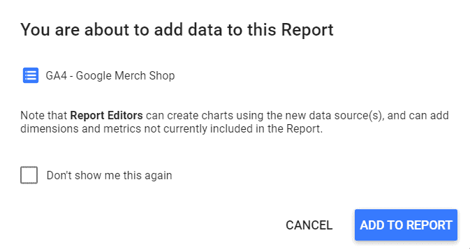 Clicking Add to Report button