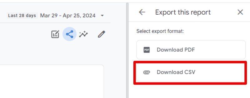 Clicking download CSV