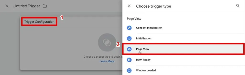 Creating a new page view trigger