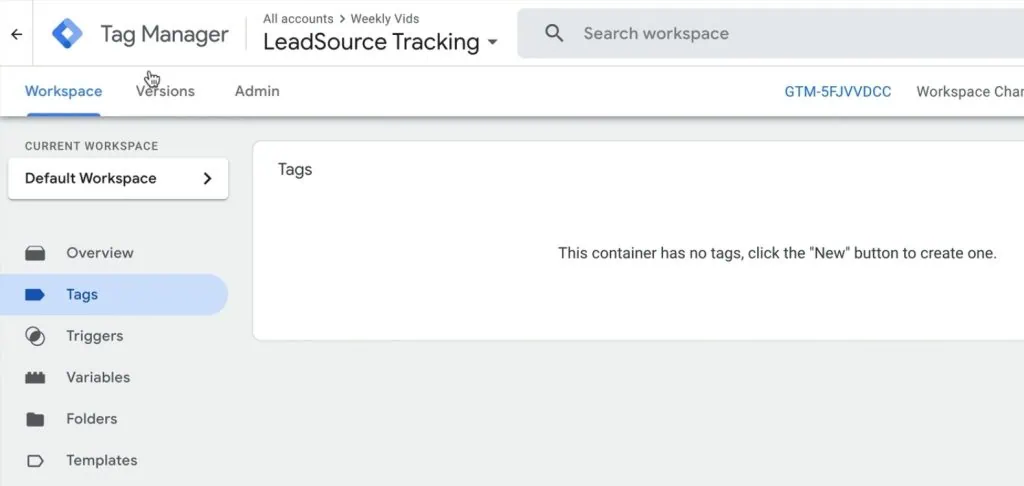 Google Tag Manager account