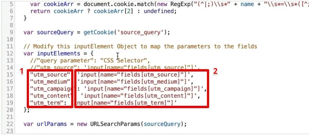 Matching the query parameter to the CSS selector in the source form fill code