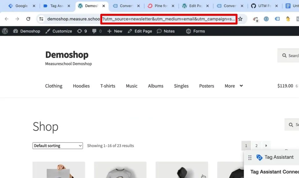 Opening the GTM preview mode through a URL with UTM parameters