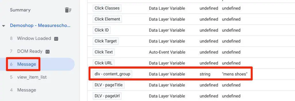 Preview mode data layer variable values