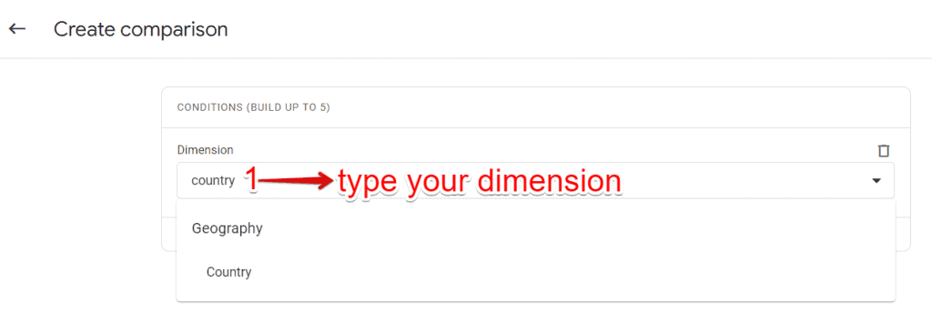 Selecting a comparison dimension