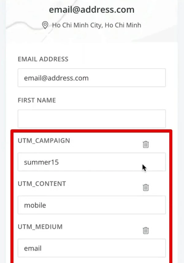 UTM information on the subscriber details page