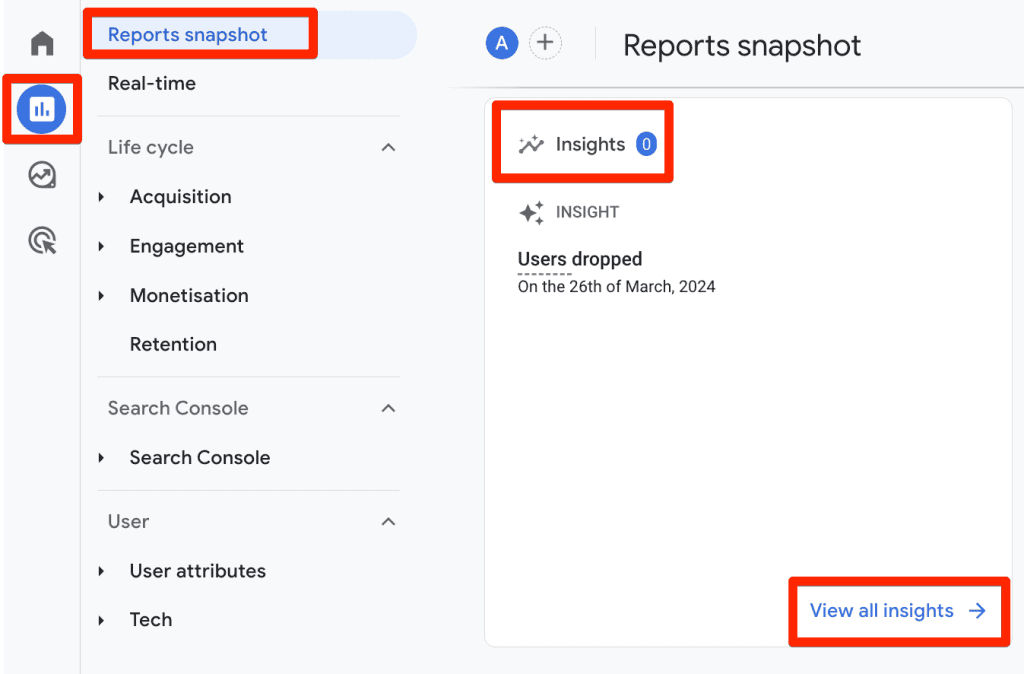 View all insights button on the insights card