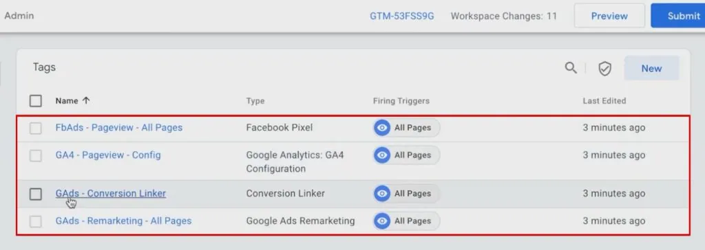 Analyzing the live Tags on the website from the Google Tag Manager account