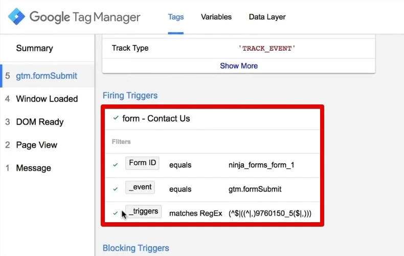 Contas Us form trigger filter rules