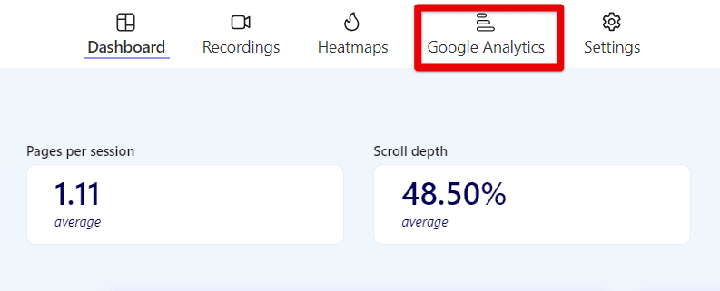 GA4 added to the menu