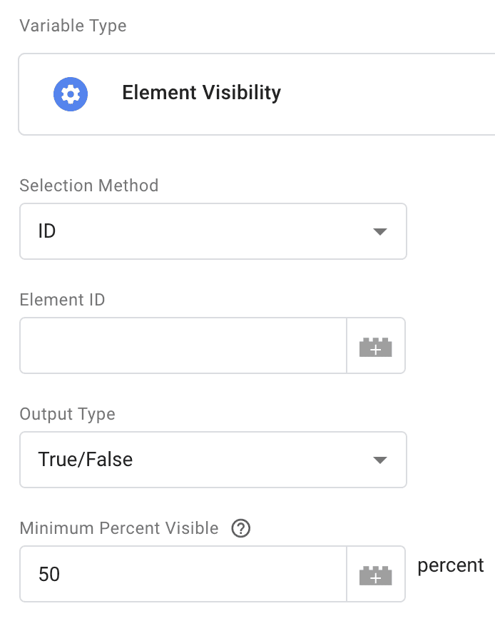 User-defined element visibility variable
