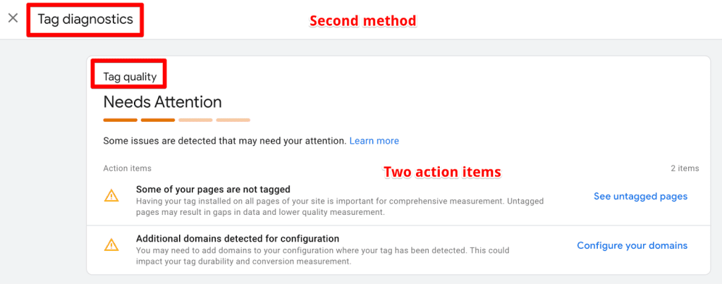 Tag diagnostics in GTM