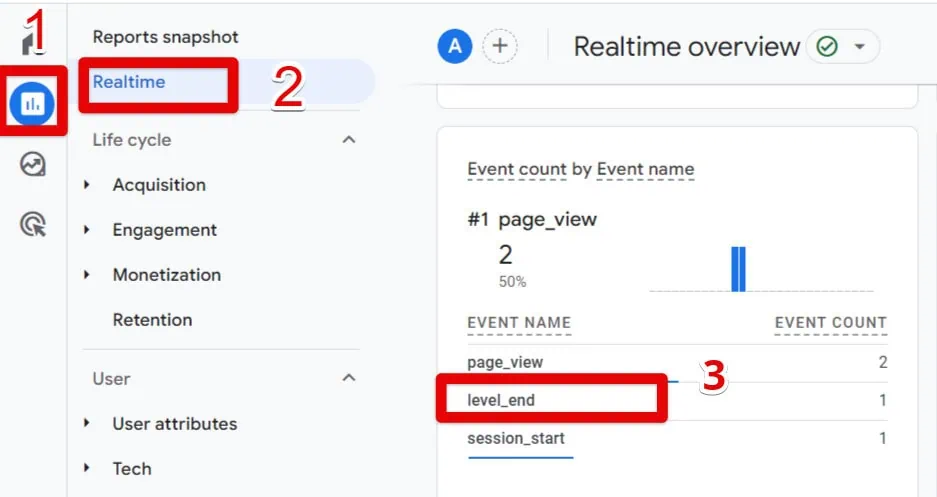 Accessing an event in the real-time report