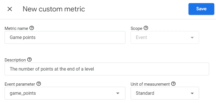 New custom metric fields
